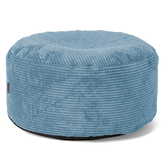 Großer runder Fußhocker - Pom-Pom Himmelblau 01