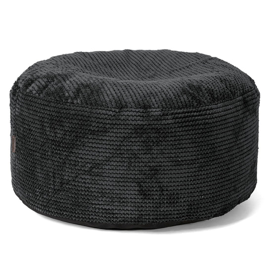 Großer runder Fußhocker - Pom-Pom Schwarz 01