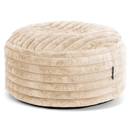 Großer runder Fußhocker - Ultra Plüsch Cord Creme 01