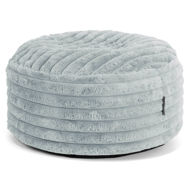 Großer runder Fußhocker - Ultra Plüsch Cord Taubenblau 01