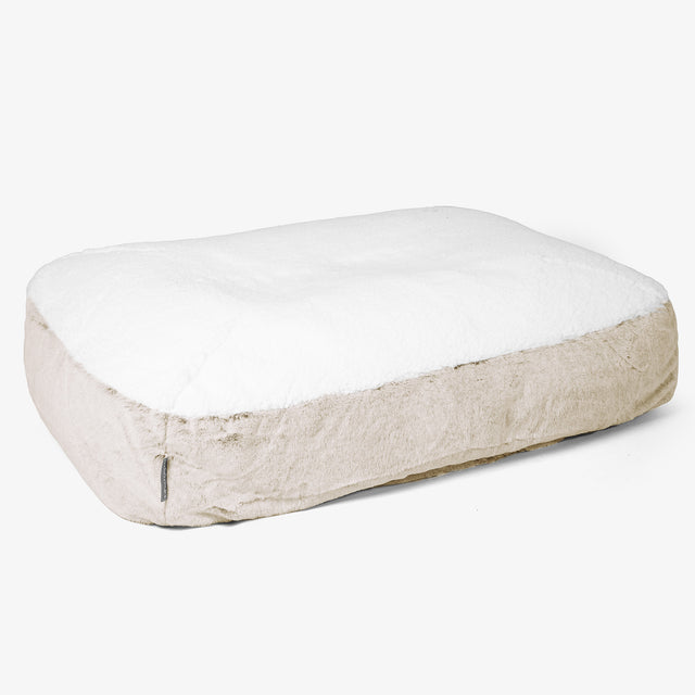 Großes Slouchy Hundebett - Kaninchen Kunstfell Goldbraun 01