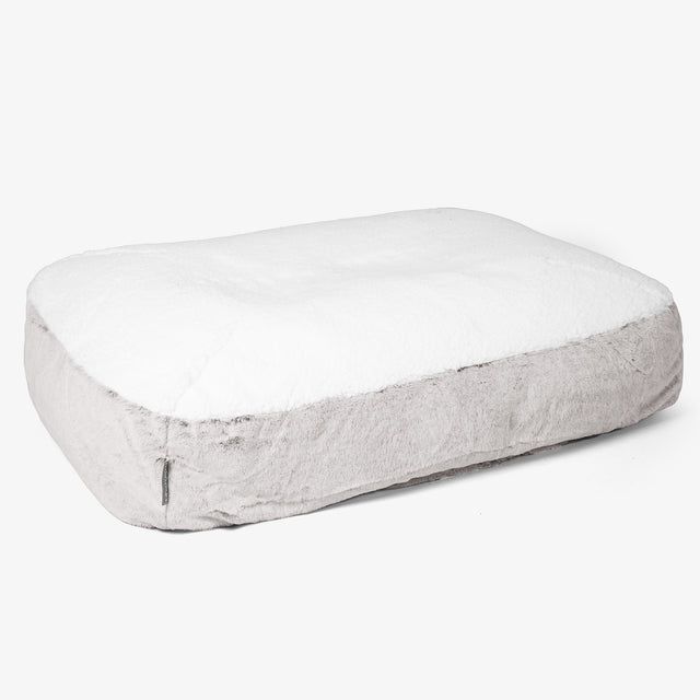 Großes Slouchy Hundebett - Kaninchen Kunstfell Hellgrau 01