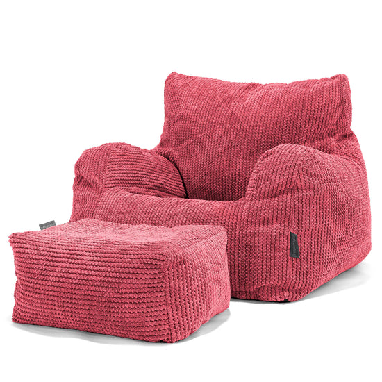 Josephine Sitzsack Ohrensessel - Waffle Cord Pastellrot 02