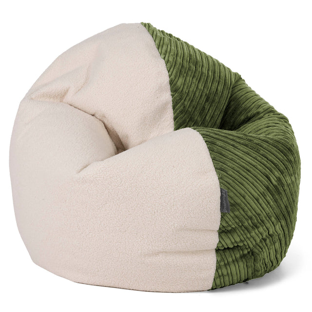 Junior Flexiforma Kinder Sitzsackstuhl 2-14 Jahre - Bouclé & Cord Nadelwaldgrün 01
