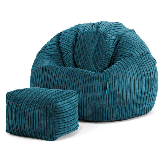Klassicher Kindersessel Sitzsack 1-5 jahren - Cord Blaugrün 02
