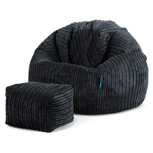 Klassicher Kindersessel Sitzsack 1-5 jahren - Cord Schwarz 02