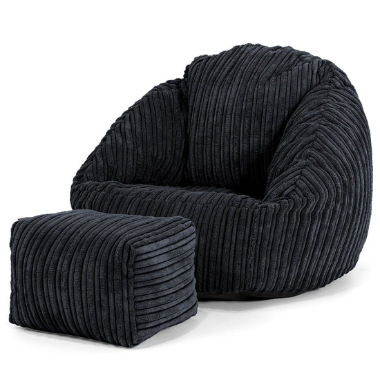 Bubble Kinder-Sitzsack Sessel 1-3 jahren - Cord Schwarz 02