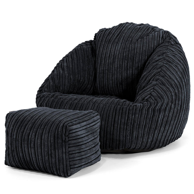 Bubble Kinder-Sitzsack Sessel 1-3 jahren - Cord Schwarz 02