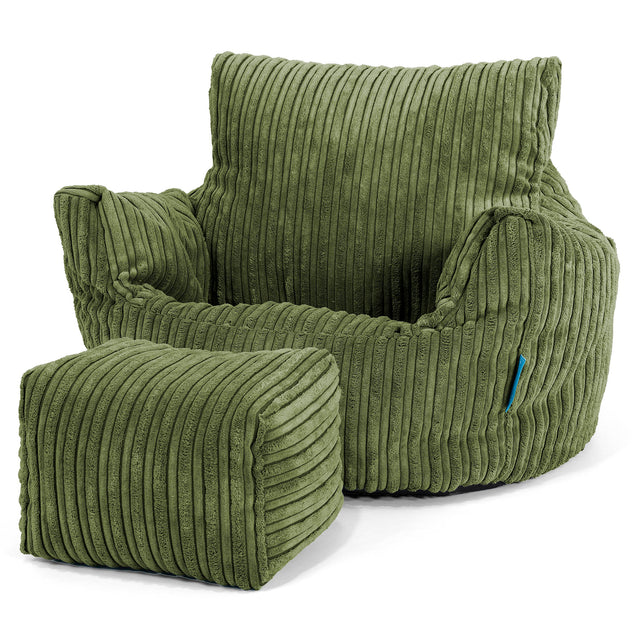 Klein Kindersessel Sitzsack 1-3 jahren - Cord Nadelwaldgrün 02