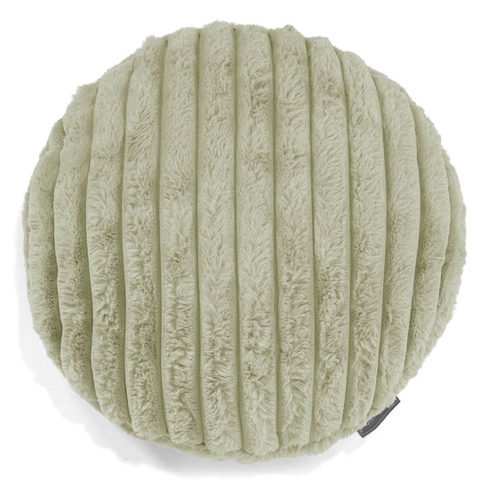 Dekokissen / Sofa Kissenbezug Rund 50cm - Ultra Plüsch Cord Salbeigrün 01