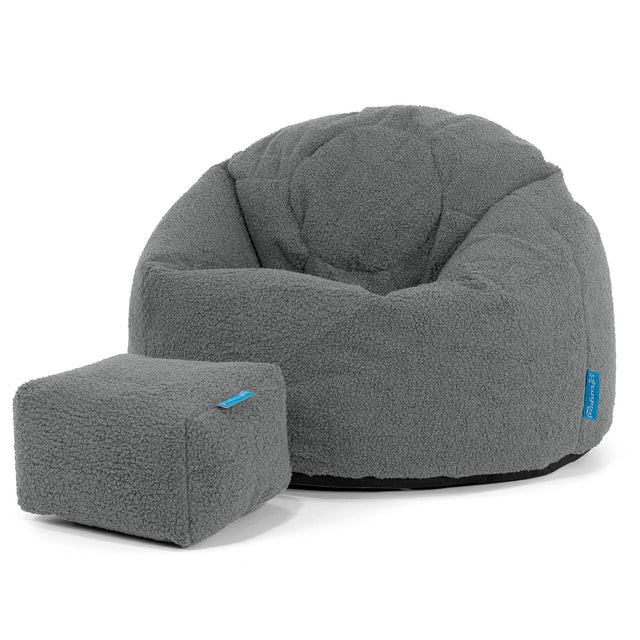 Klassicher Kindersessel Sitzsack 1-5 jahren - Bouclé Grau 02