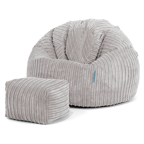 Klassicher Kindersessel Sitzsack 1-5 jahren - Cord Silbergrau 02