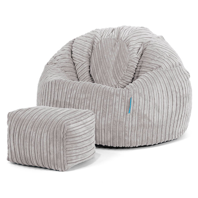 Klassicher Kindersessel Sitzsack 1-5 jahren - Cord Silbergrau 02