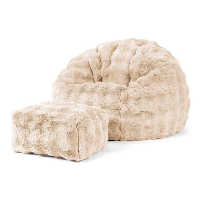 Klassischer Sitzsack Sessel - Bubble Pelz Creme 02
