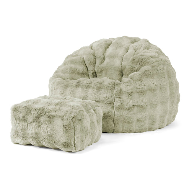Klassischer Sitzsack Sessel - Bubble Pelz Salbeigrün 02