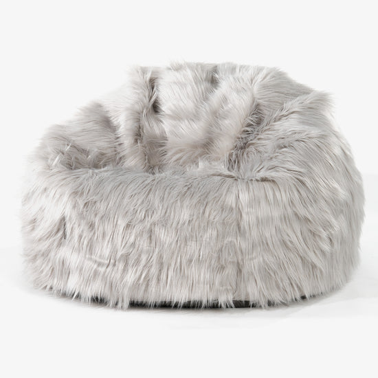 Klassischer Sitzsack Sessel - Mongolisches Kunstfell Grau 01