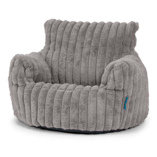 Klein Kindersessel Sitzsack 1-3 jahren - Ultra Plüsch Cord Grau 01