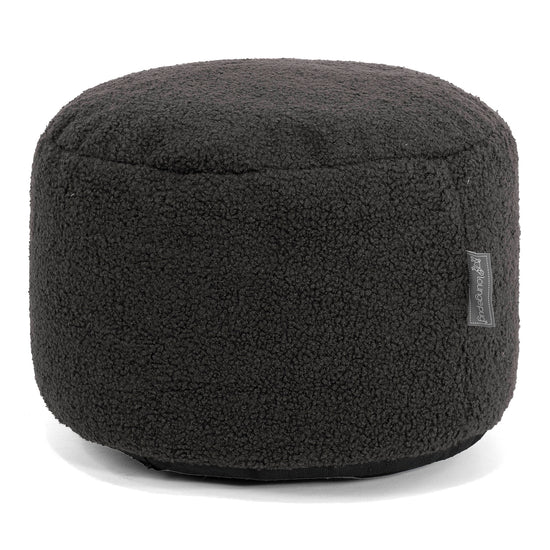 Kleiner runder Fußhocker - Bouclé Graphitgrau 01