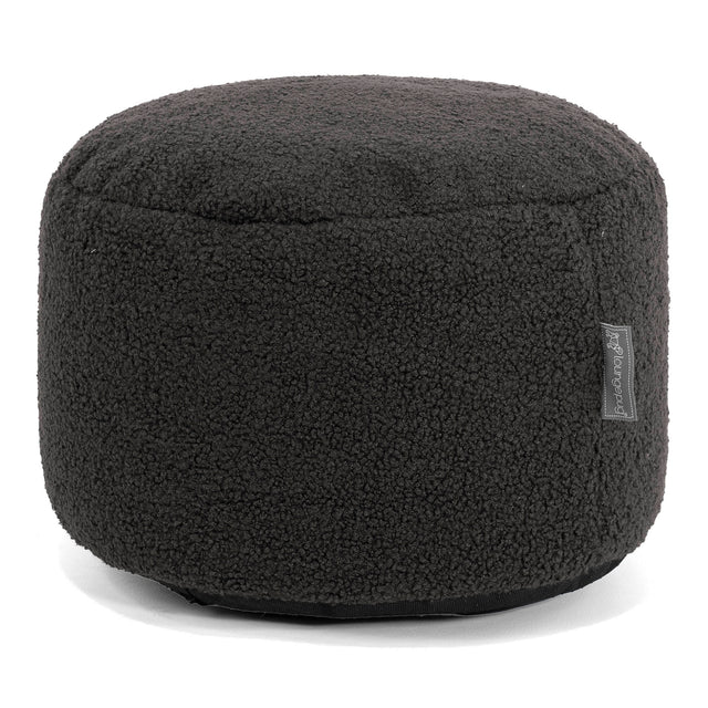 Kleiner runder Fußhocker - Bouclé Graphitgrau 01