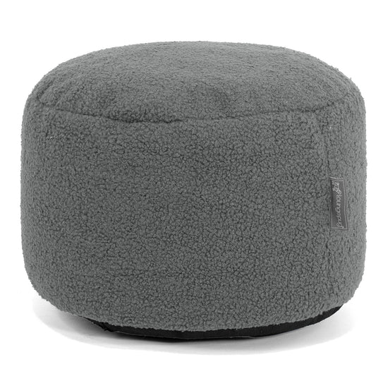 Kleiner runder Fußhocker - Bouclé Grau 01