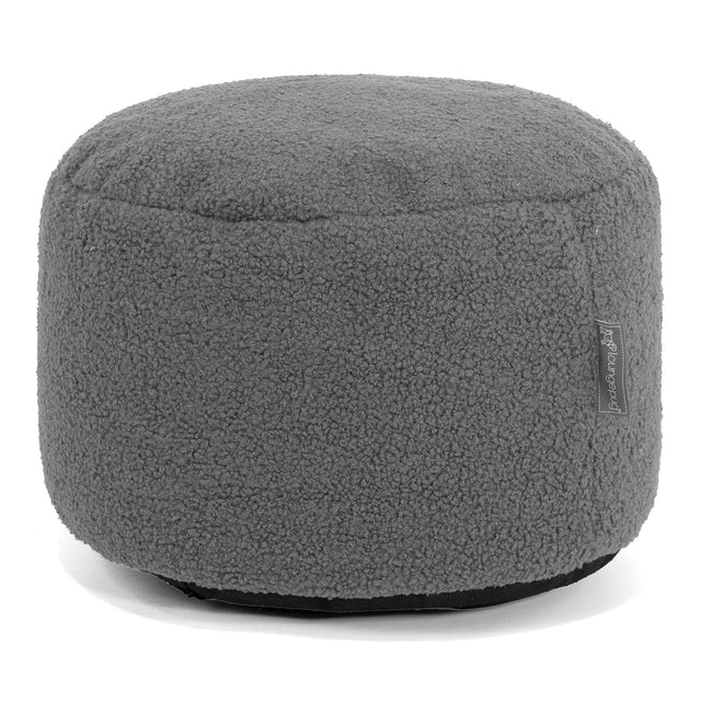Kleiner runder Fußhocker - Bouclé Grau 01