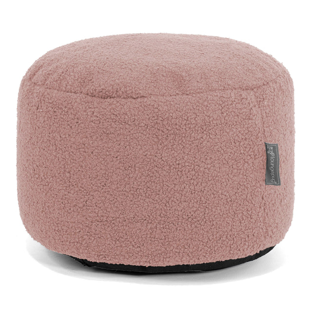 Kleiner runder Fußhocker - Bouclé Pink 01