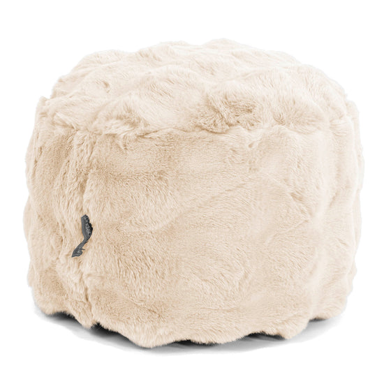 Kleiner runder Fußhocker - Bubble Pelz Creme 01
