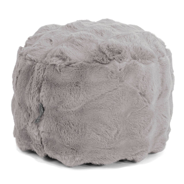 Kleiner runder Fußhocker - Bubble Pelz Grau 01