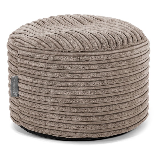 Kleiner runder Fußhocker - Cord Beigegrau 01