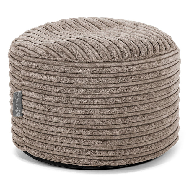 Kleiner runder Fußhocker - Cord Beigegrau 01
