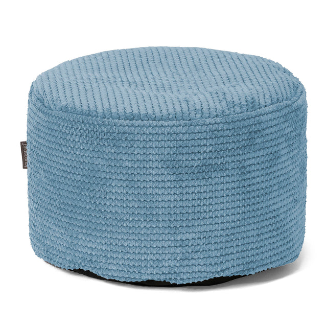 Kleiner runder Fußhocker - Pom-Pom Himmelblau 01
