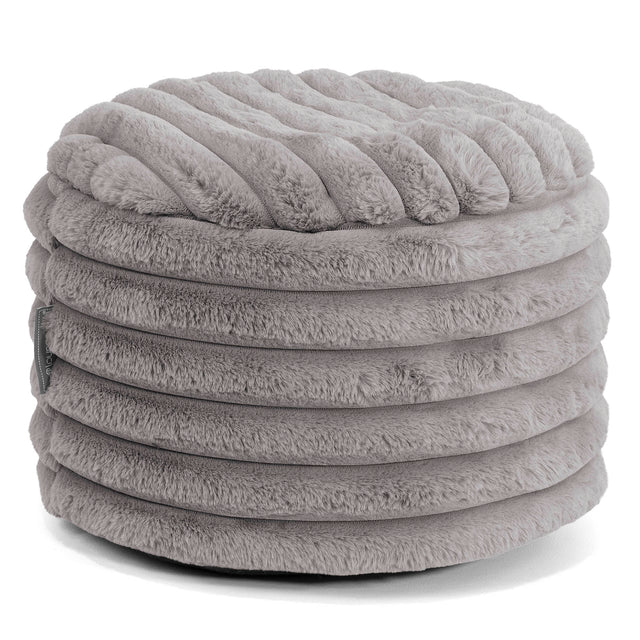 Kleiner runder Fußhocker - Ultra Plüsch Cord Grau 01