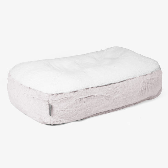 Medium Slouchy Hundebett - Kaninchen Kunstfell Pastellrosa 01