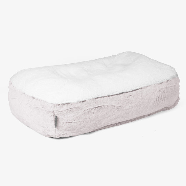 Medium Slouchy Hundebett - Kaninchen Kunstfell Pastellrosa 01