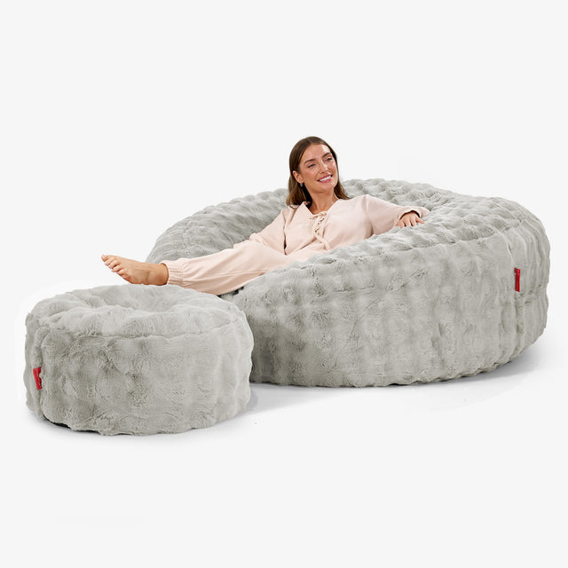 Mega-Mammoth Sofa Sitzsack XXL - Bubble Pelz Salbeigrün