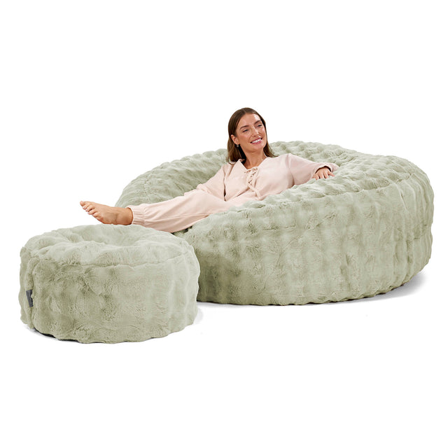 Mega-Mammoth Sofa Sitzsack XXL - Bubble Pelz Salbeigrün