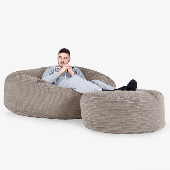 Mega-Mammoth Sofa Sitzsack XXL - Cord Beigegrau 02