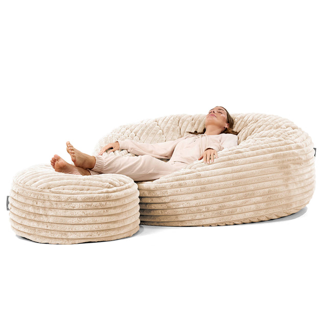 Mega-Mammoth Sofa Sitzsack XXL - Ultra Plüsch Cord Creme