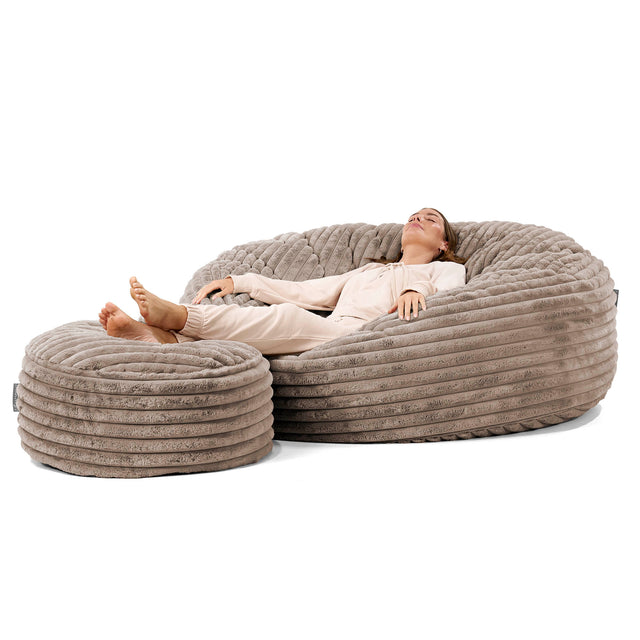 Mega-Mammoth Sofa Sitzsack XXL - Ultra Plüsch Cord Nerzfarben