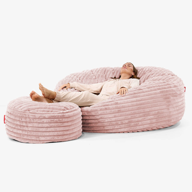 Mega-Mammoth Sofa Sitzsack XXL - Ultra Plüsch Cord Pastellrosa