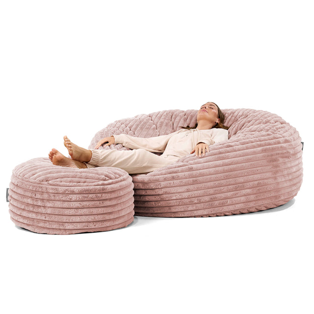 Mega-Mammoth Sofa Sitzsack XXL - Ultra Plüsch Cord Pastellrosa
