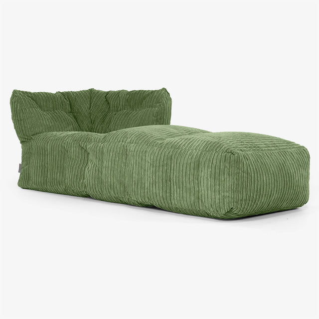 Modulares Sofa Sitzsack, Rechte Chaiselongue - Cord Nadelwaldgrün 01