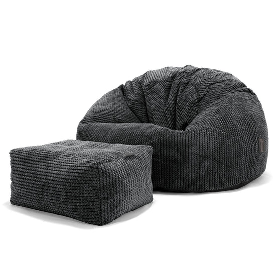 Klassischer Sitzsack Sessel - Pom-Pom Schwarz 02
