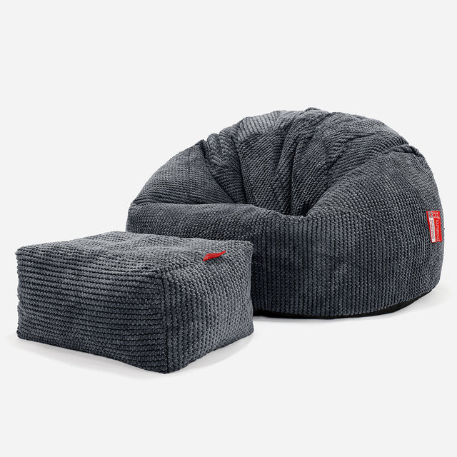 Klassischer Sitzsack Sessel - Pom-Pom Schwarz 02