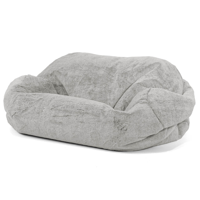 Sabine Sitzsack Sofa - Kaninchen Kunstfell Hellgrau 01
