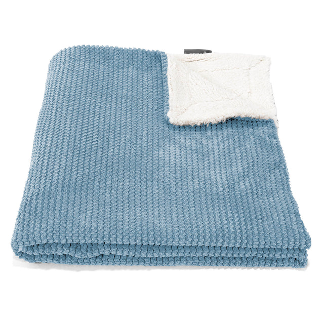Sherpa-Decke - Pom-Pom Himmelblau 02