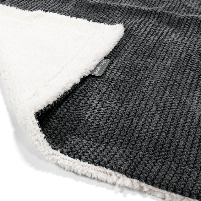 Sherpa-Decke - Pom-Pom Schwarz 01