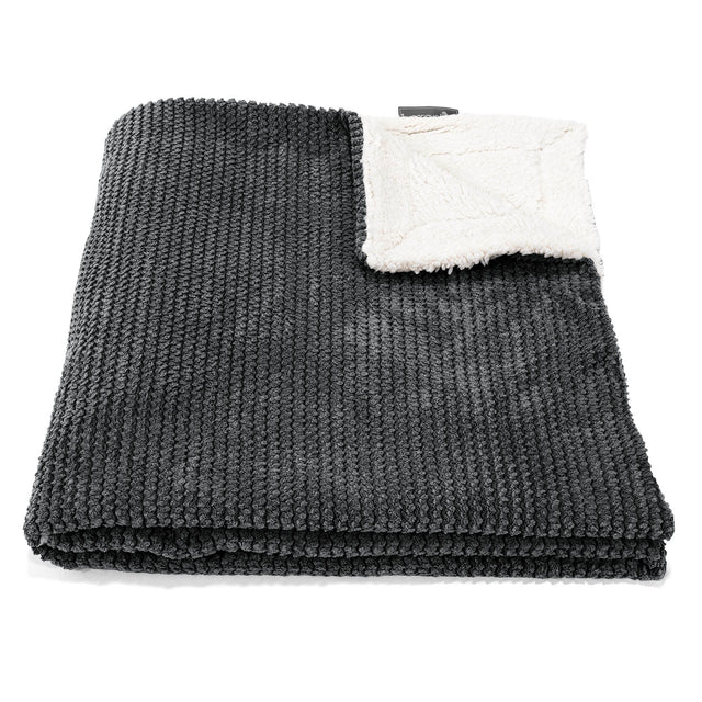 Sherpa-Decke - Pom-Pom Schwarz 02