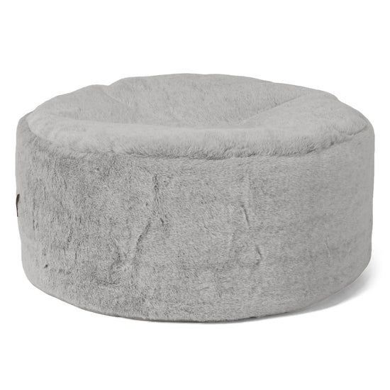 Sitzhocker mit Tablett - Kaninchen Kunstfell Hellgrau 02