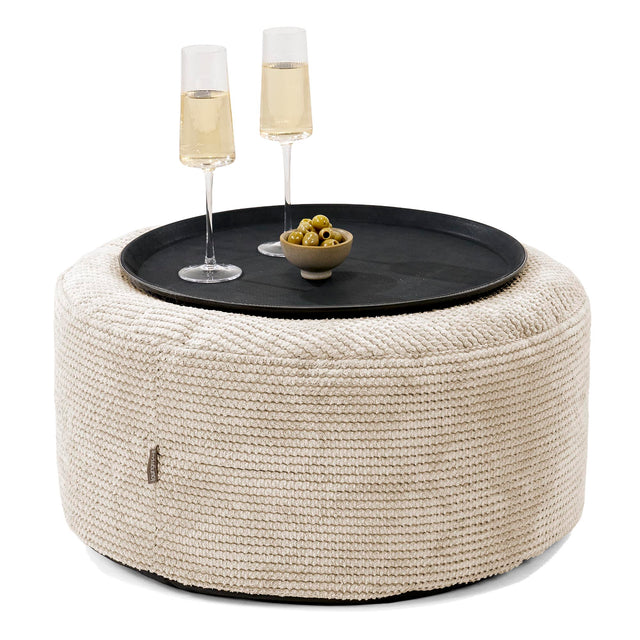 Sitzhocker mit Tablett - Pom-Pom Creme 01